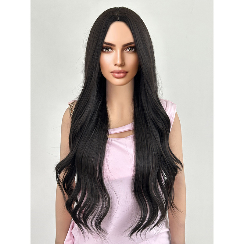 Full head gradient long roll layered fluffy natural micro roll wig