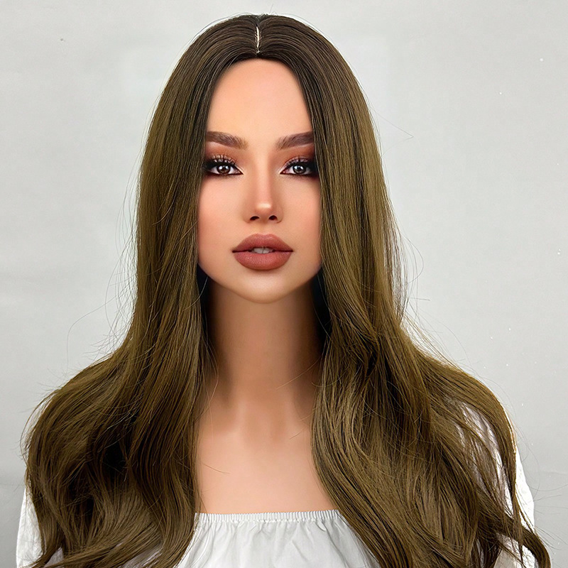 Full head gradient long roll layered fluffy natural micro roll wig