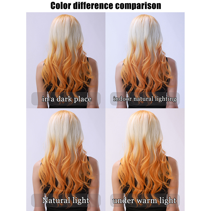 Full head gradient long roll layered fluffy natural micro roll wig