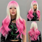 Full head gradient long roll layered fluffy natural micro roll wig