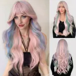 Wig full head color long curly hair, air long bangs fluffy
