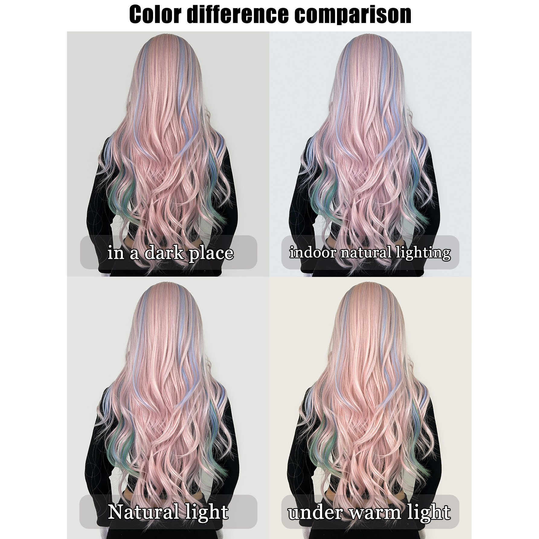 Wig full head color long curly hair, air long bangs fluffy