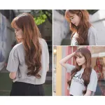  Air bangs, long curly hair, fashionable wig