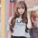  Air bangs, long curly hair, fashionable wig