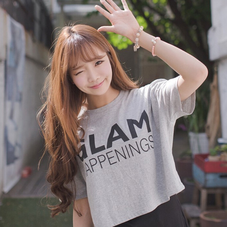  Air bangs, long curly hair, fashionable wig