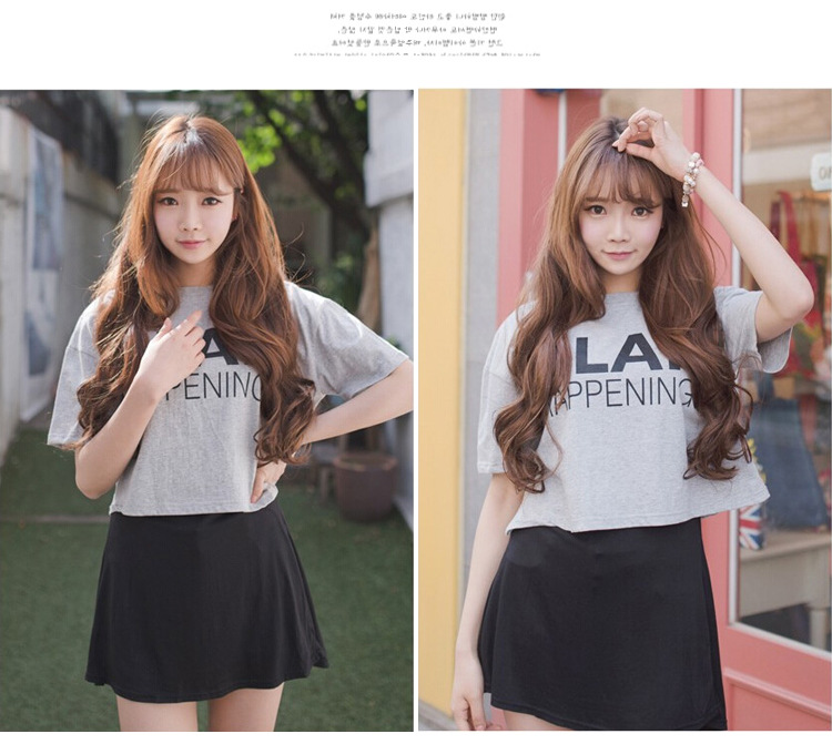  Air bangs, long curly hair, fashionable wig