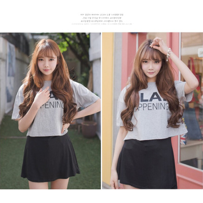  Air bangs, long curly hair, fashionable wig 01