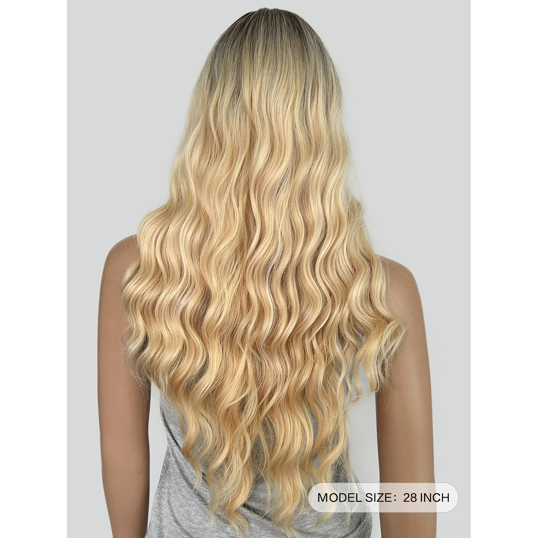 Gradient fringe air long wave curly hair wig