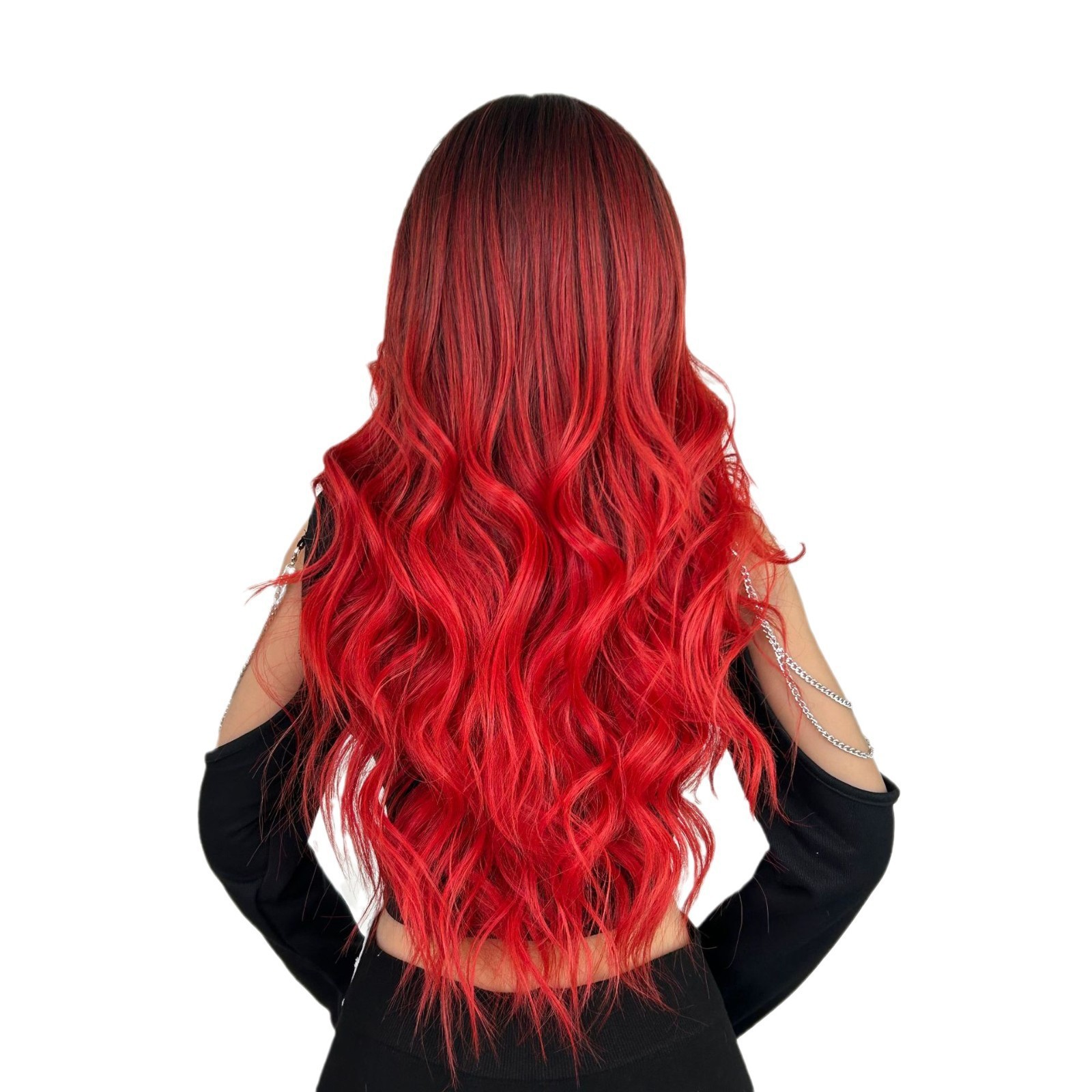 Gradient fringe air long wave curly hair wig