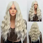 Long gold wavy wig with a natural appearance & gradual curling
