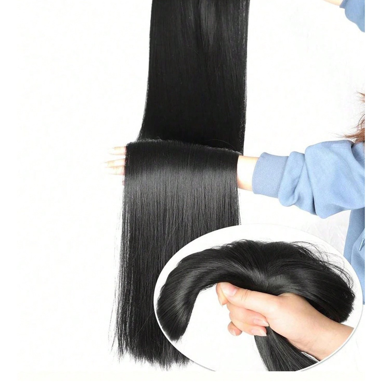 One piece seamless wig with invisible hair extensions & increased fluffiness