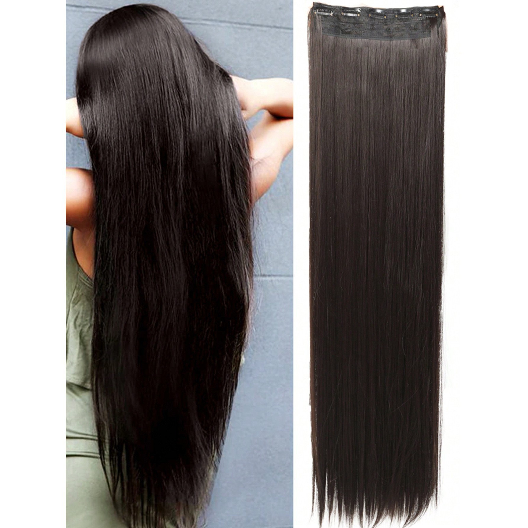 One piece seamless wig with invisible hair extensions & increased fluffiness