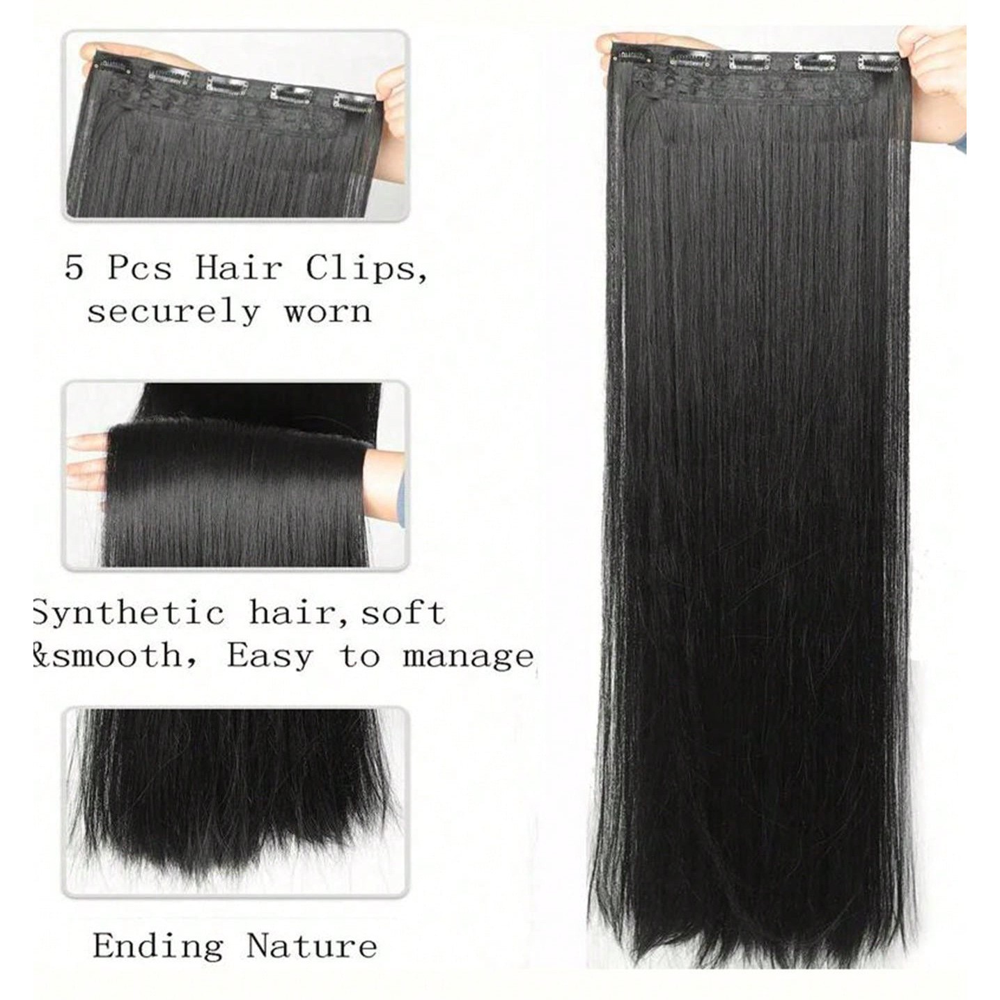 One piece seamless wig with invisible hair extensions & increased fluffiness