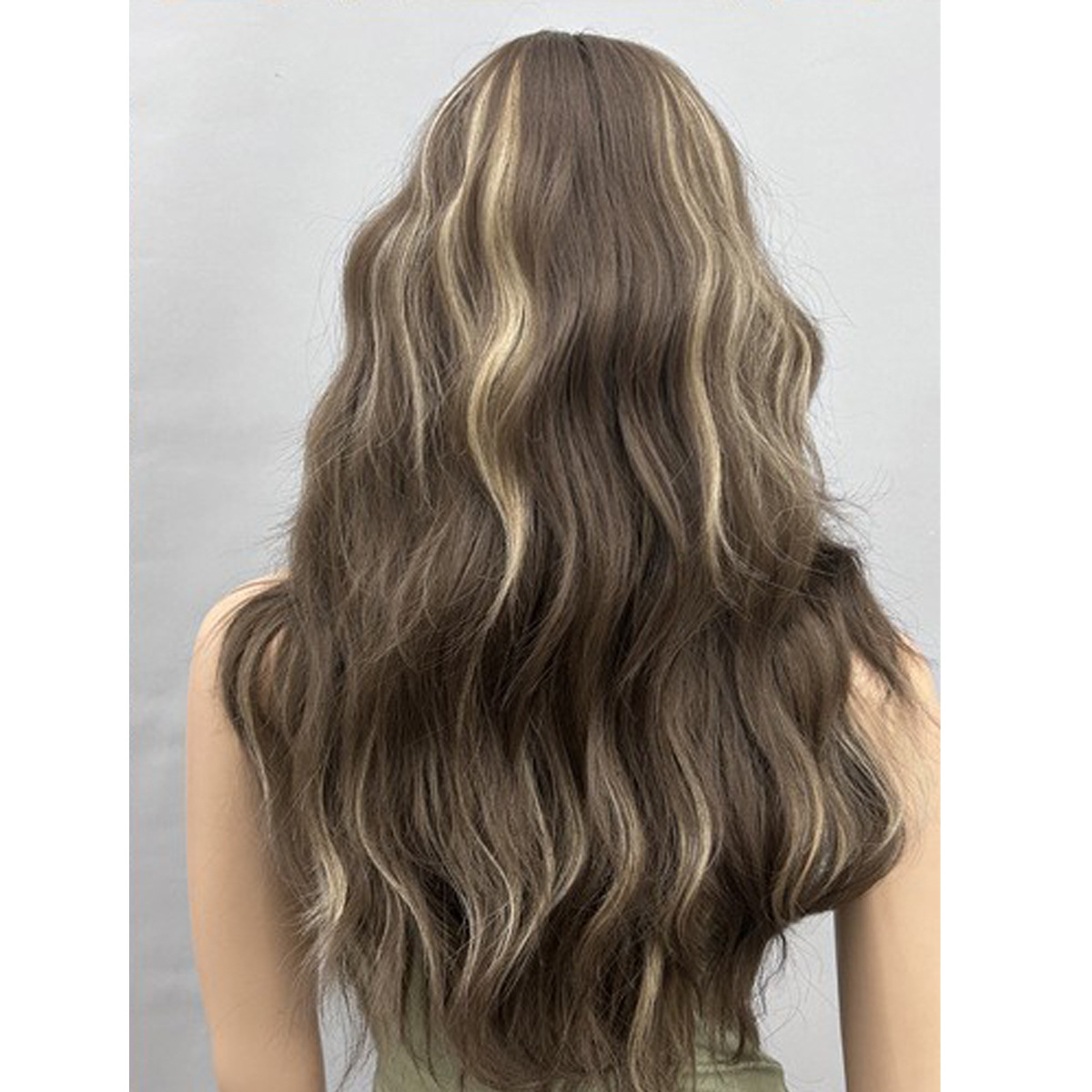 Pick dye long hair, split long curly hair wig
