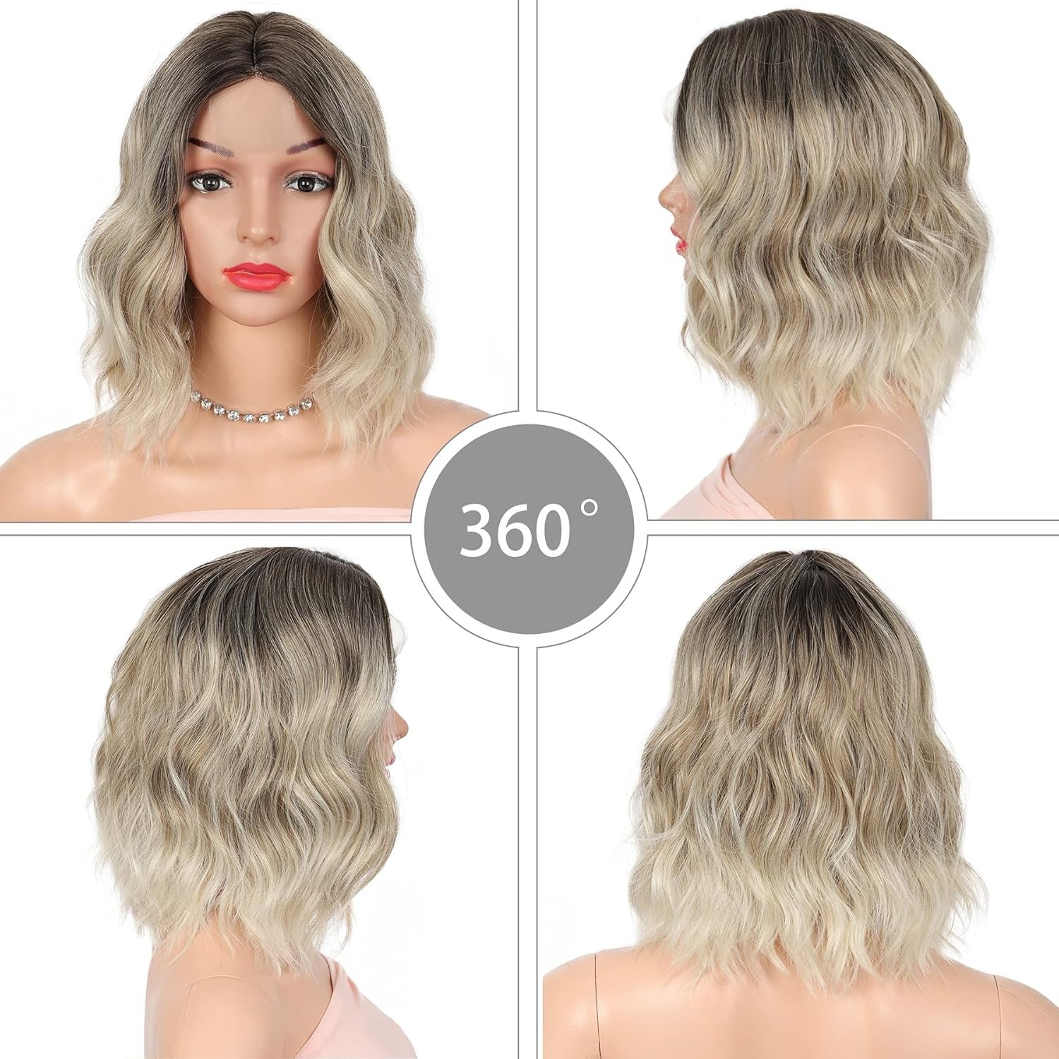 Short curly wig with bangs, loose curly hair