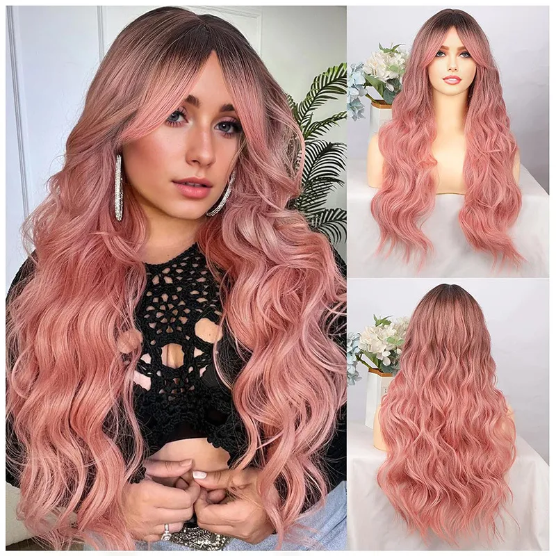Wig, full head, mid length, curly hair