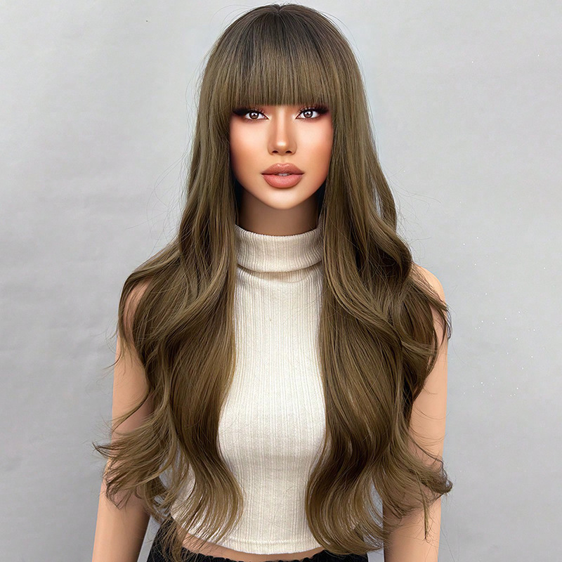 Wig, full head, mid length, curly hair