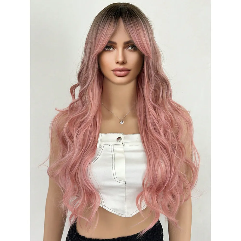 Wig, full head, mid length, curly hair