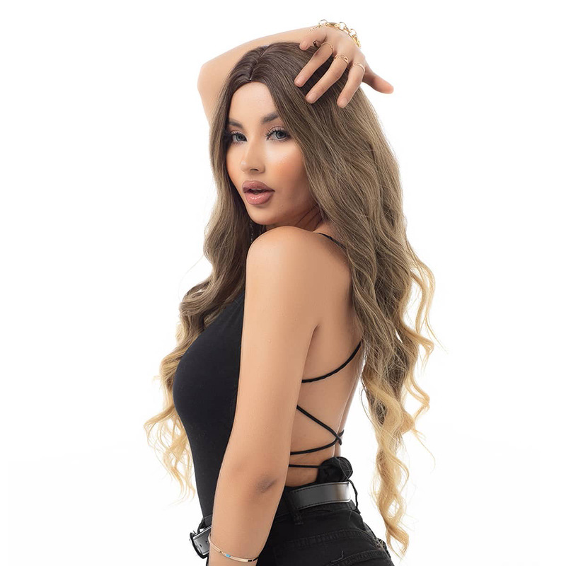 Wig, full head, mid length, curly hair