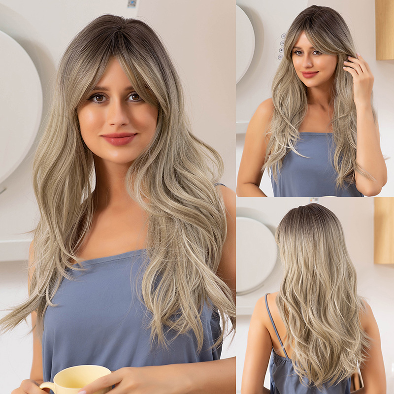 Wig, full head, mid length, curly hair