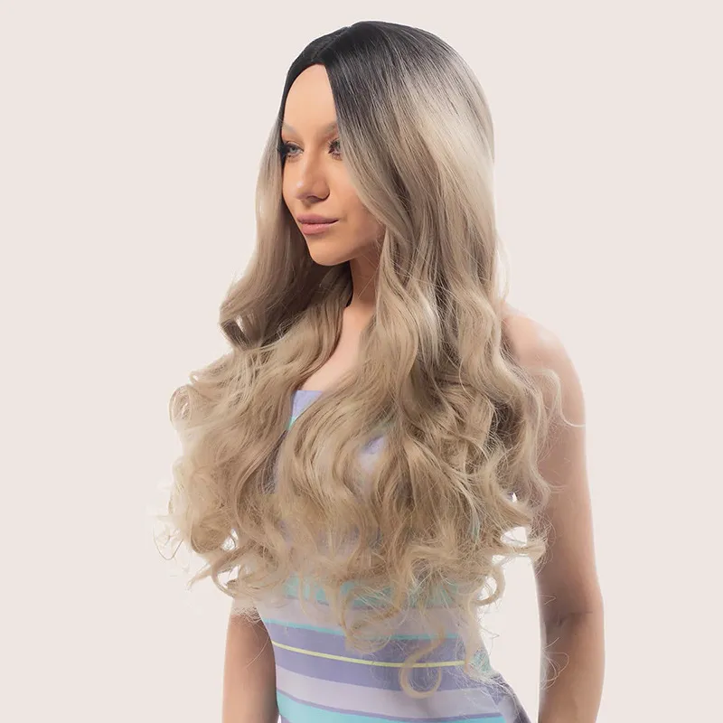 Wig, full head, mid length, curly hair