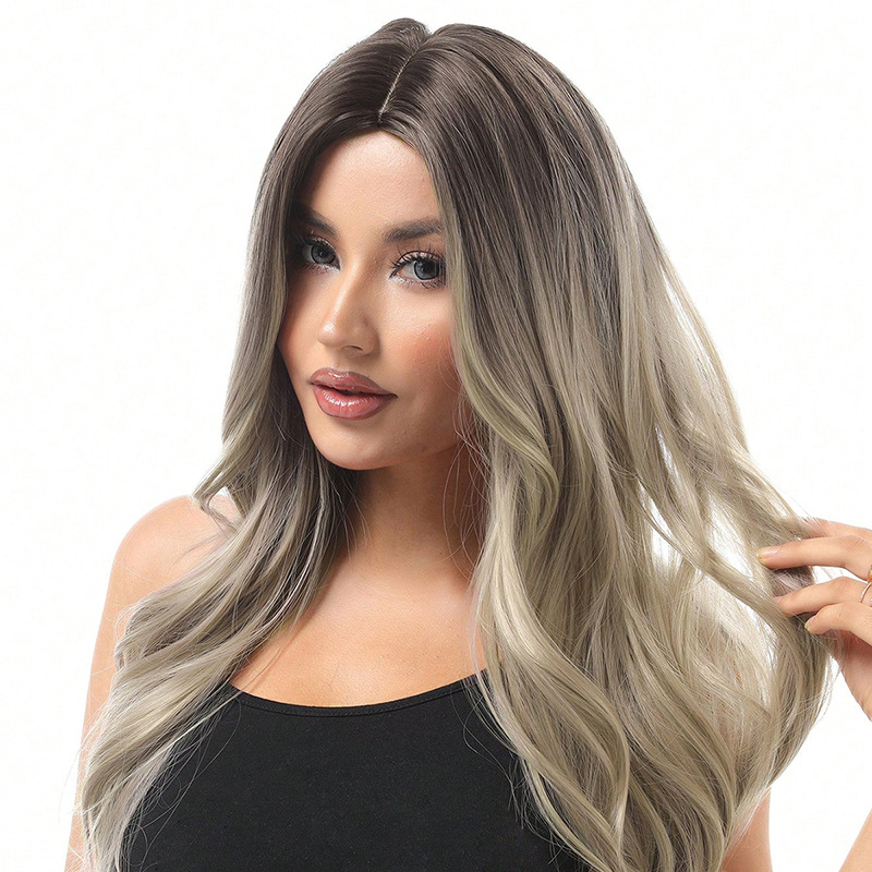 Wig, full head, mid length, curly hair