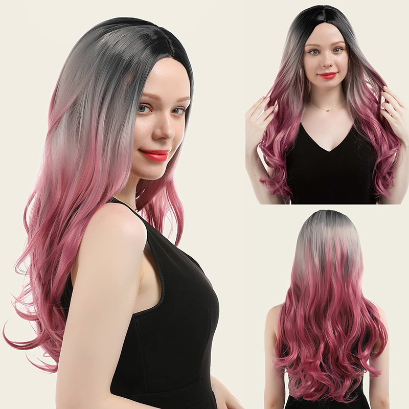 Wig, full head, mid length, curly hair