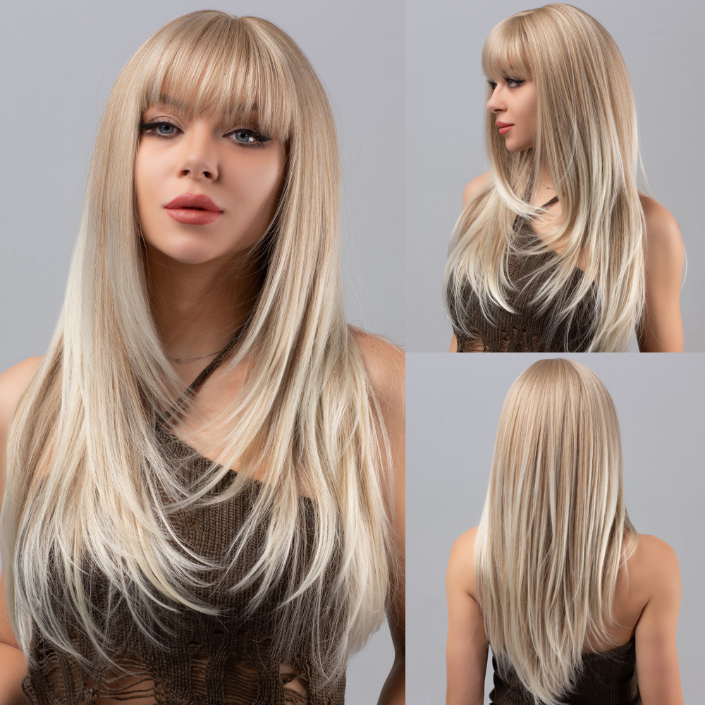 Wig fashionable blonde wavy curls