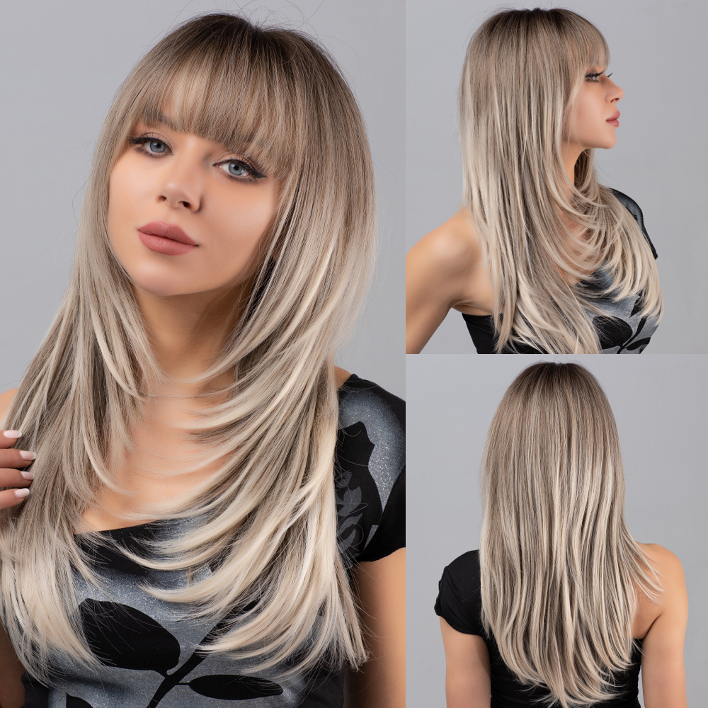 Wig fashionable blonde wavy curls