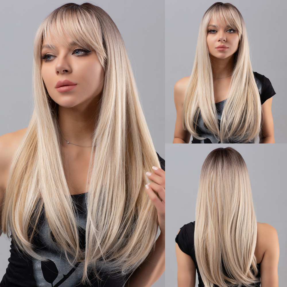 Wig fashionable blonde wavy curls