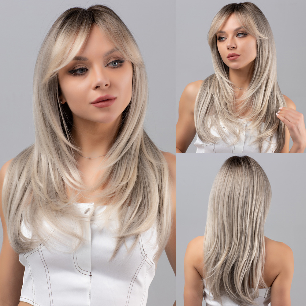 Wig fashionable blonde wavy curls