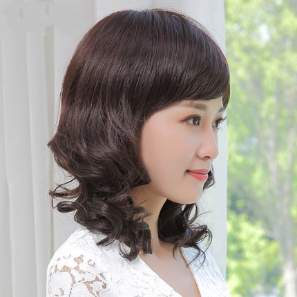 Wig full head big wave fluffy middle-aged & elderly