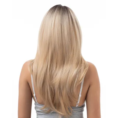 Wig full head blonde hair gradient curly layered short hair 02