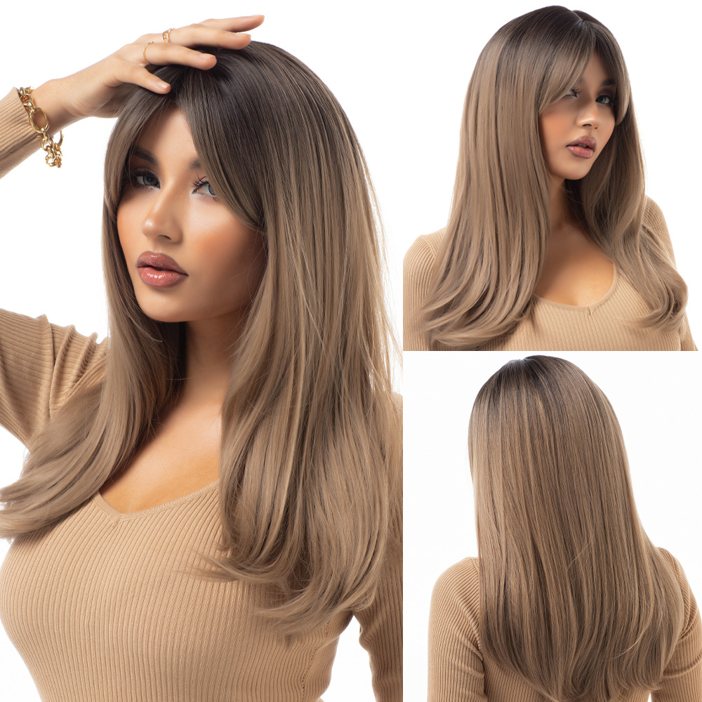 Wig full head blonde hair gradient curly layered short hair