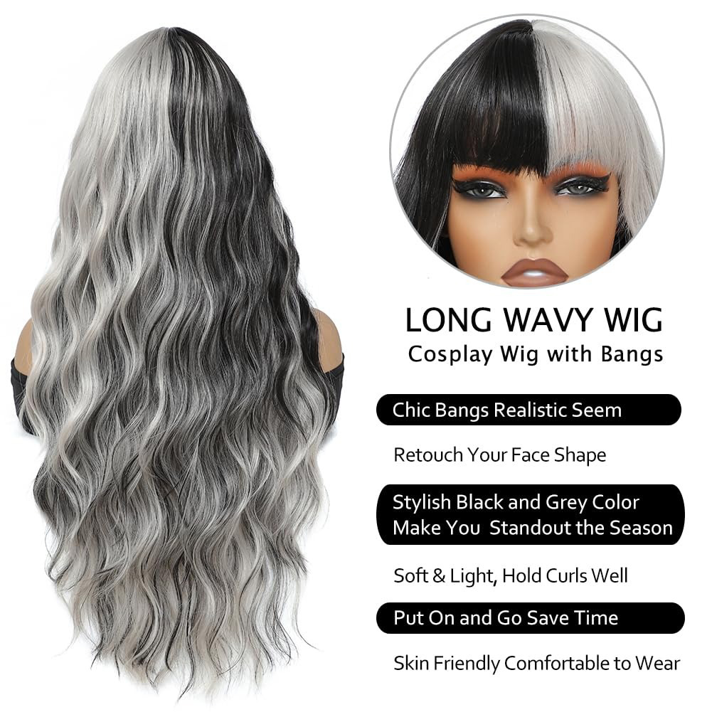Wig full head dyed with large waves, simulating nature