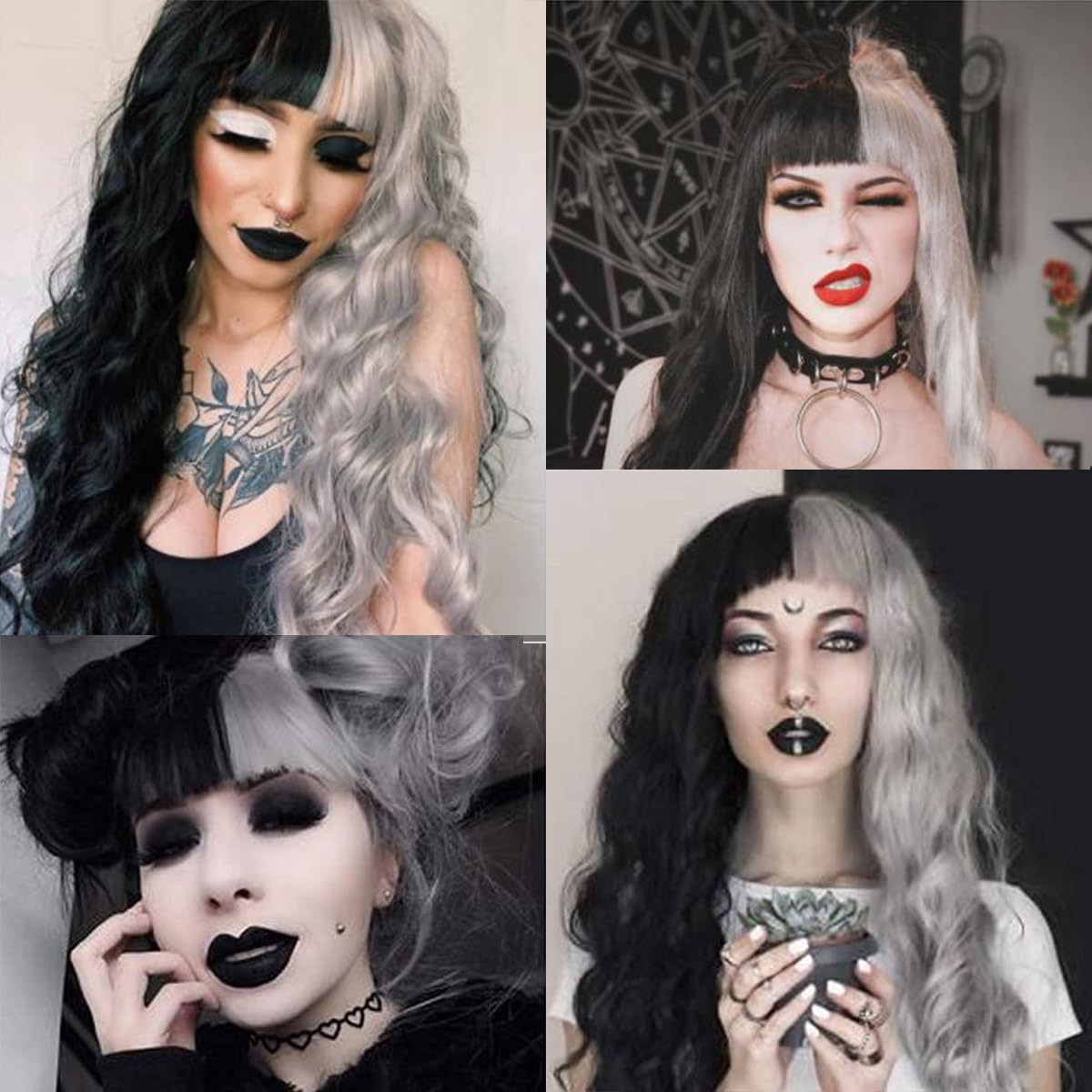 Wig full head dyed with large waves, simulating nature