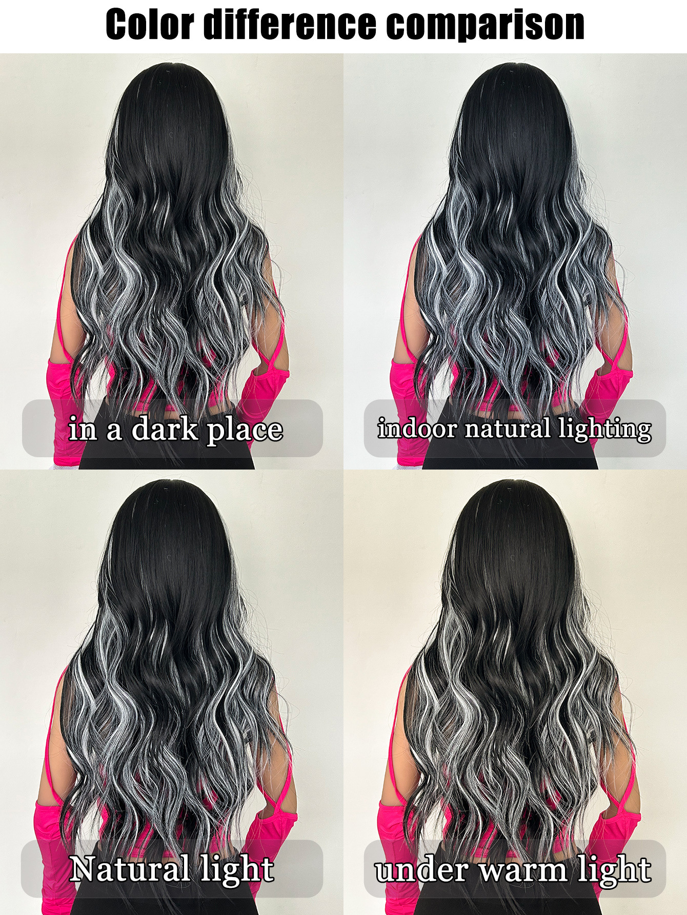 Wig full head dyed with large waves, simulating nature