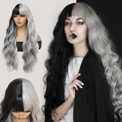 Wig full head dyed with large waves, simulating nature 01