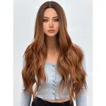 Wig full head long curly hair with slight water ripples