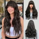 Wig full head long curly hair with slight water ripples