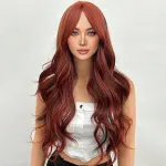 Wig full head long curly hair with slight water ripples