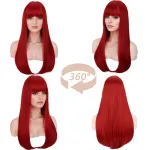 Wig natural black long straight hair