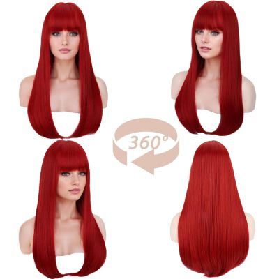 Wig natural black long straight hair 02