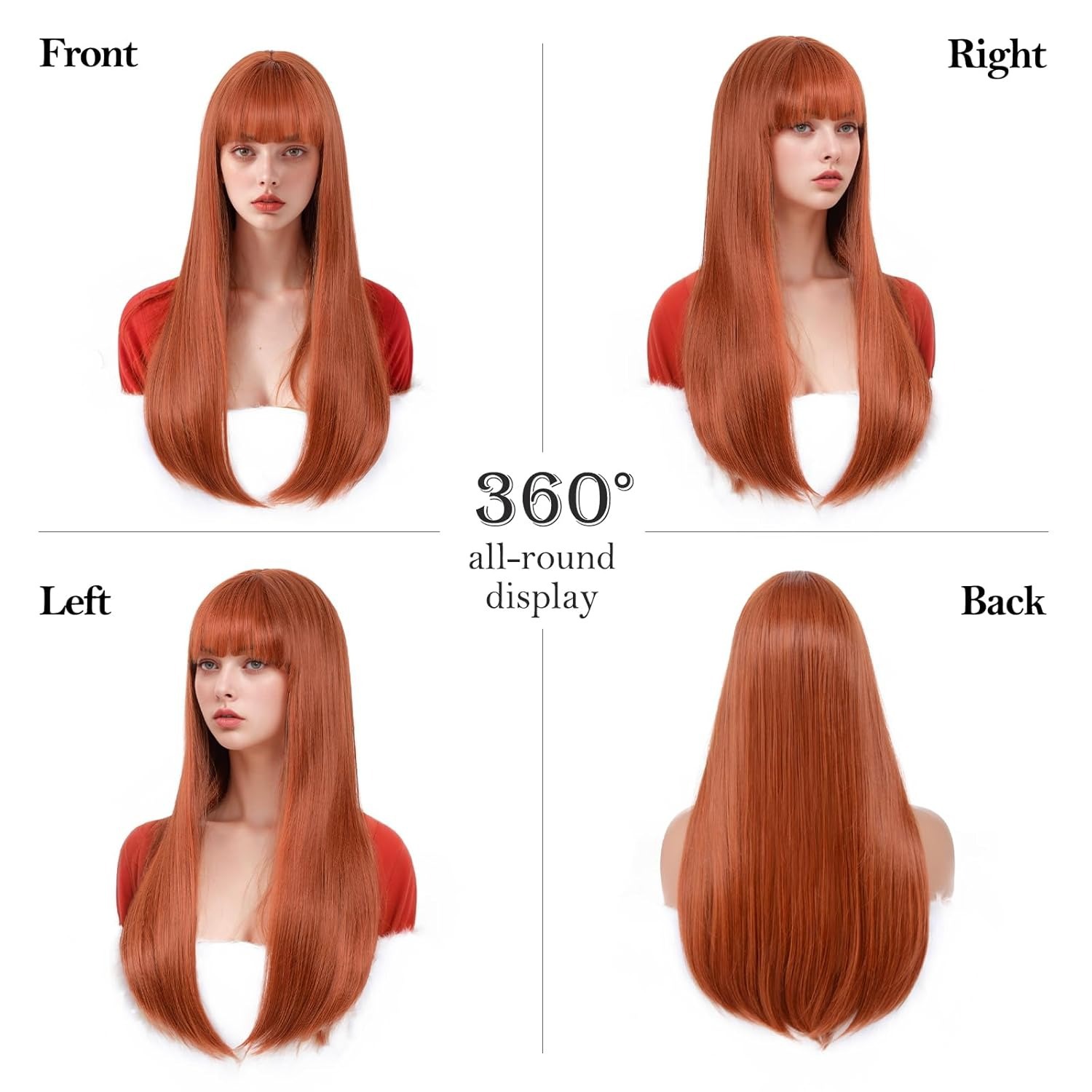 Wig natural black long straight hair