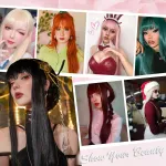 Wig natural black long straight hair