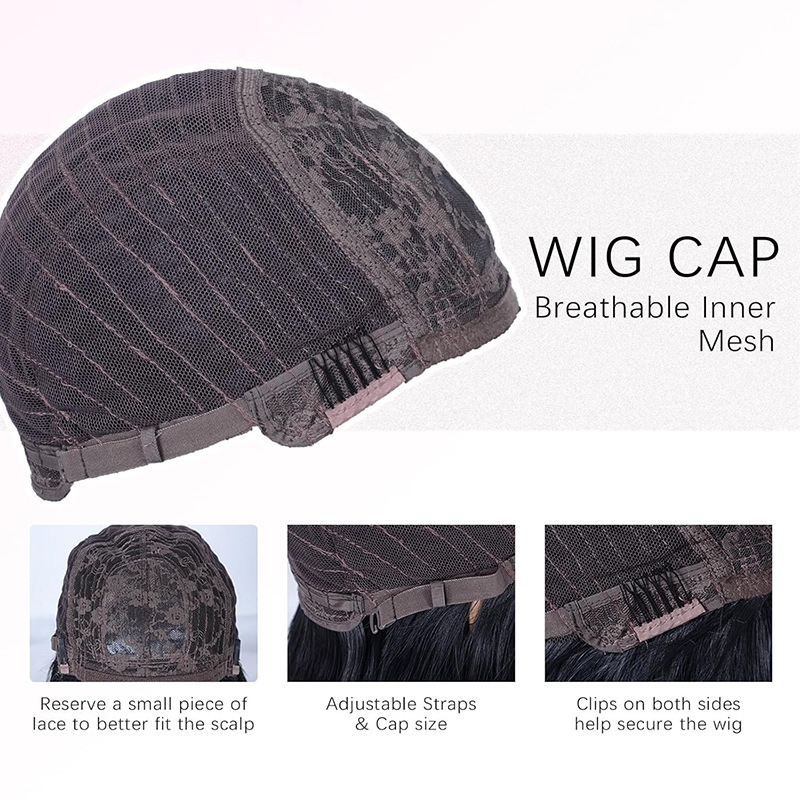 Wig natural black long straight hair