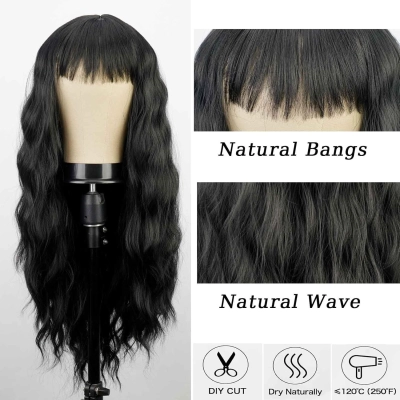Black wig with naturally long curly hair Lolita 01