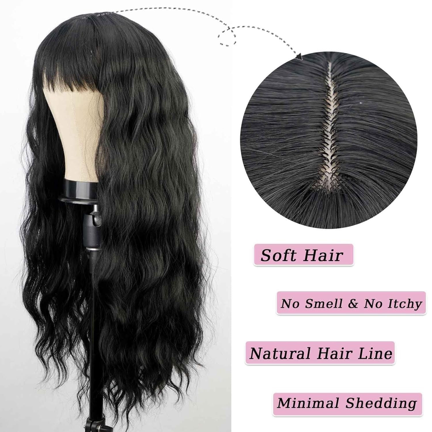 Black wig with naturally long curly hair Lolita