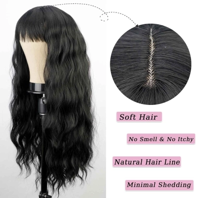 Black wig with naturally long curly hair Lolita 02