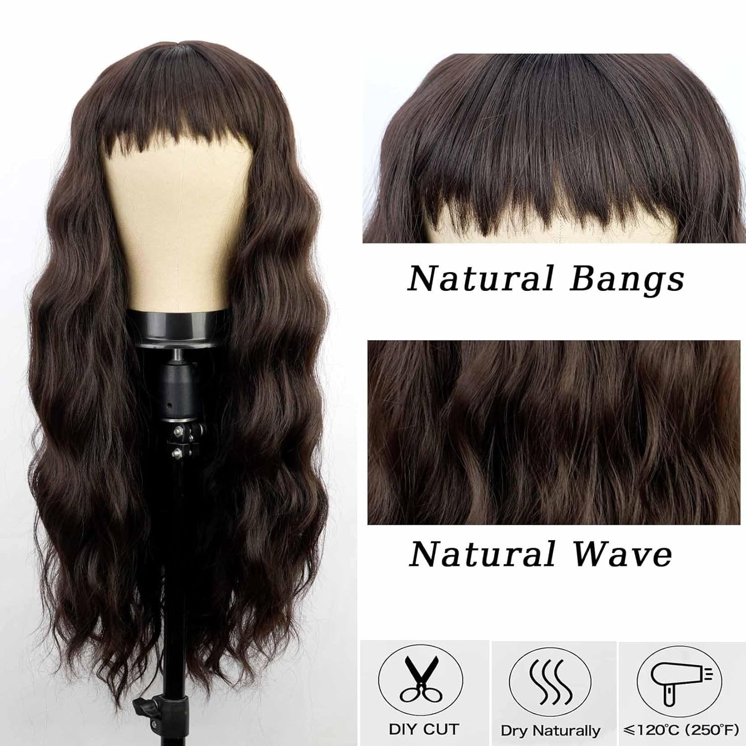 Black wig with naturally long curly hair Lolita